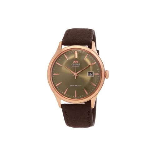 ORIENT Автоматический Механический Механизм Кожаный Ремешок Часы 42 мм Мужские Часы Зеленый Циферблат
