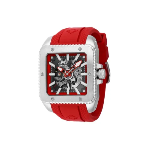 INVICTA Cuadro Collection Мужские часы Механический механизм Силиконовый ремешок 45 мм Черепный циферблат Часы для мужчин