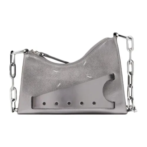Maison Margiela Snatched Металл GRAIN LEATHER Сумка Сумка через плечо Женская Металлик Серый