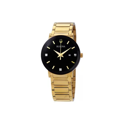 BULOVA Мужские часы Кварцевый механизм Ремешок из нержавеющей стали 40 мм Черный циферблат