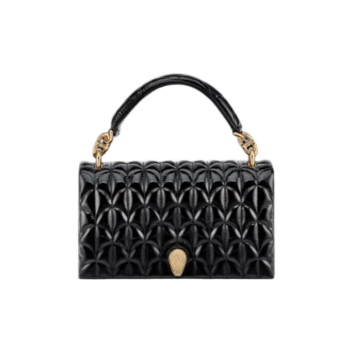 BVLGARI Лакокрасочная Телячья Кожа Портативная Сумка через плечо Сумка на плечо Женская Черная