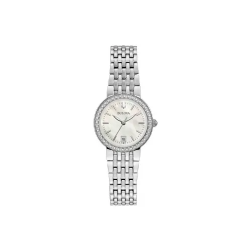 BULOVA Классический Бриллианты Коллекция Кварцевые Часы Механизм Ремешок из Нержавеющей Стали 26 мм