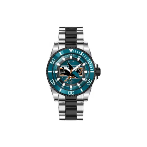 INVICTA NHL San Jose Sharks Collection Мужские часы Кварцевый механизм Ремешок из нержавеющей стали 47 мм Зеленый циферблат