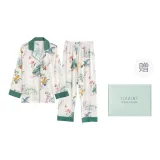 [Подарочная коробка комплект] Длинный рукав, штаны с дизайном желтой розы.