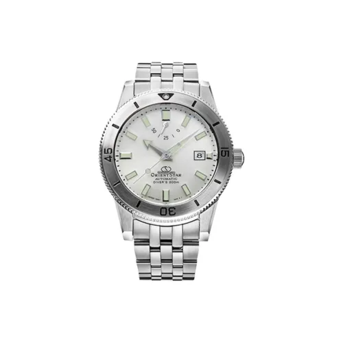 ORIENT STAR Автоматический Механический Механизм Стальной Ремешок Часы 41 мм Мужские Часы Белый Циферблат