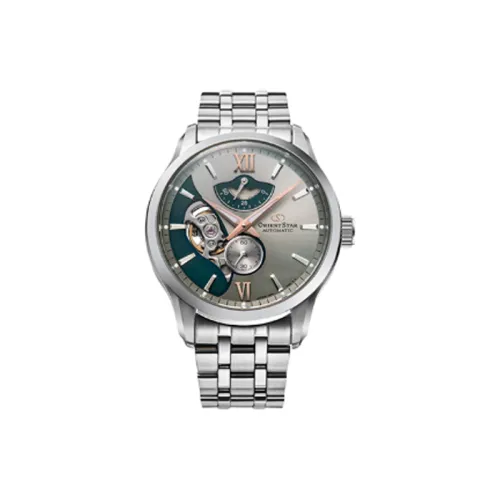 ORIENT STAR Автоматический Механический Механизм Металлический Ремешок Часы 41 мм Мужские Часы Серый Циферблат