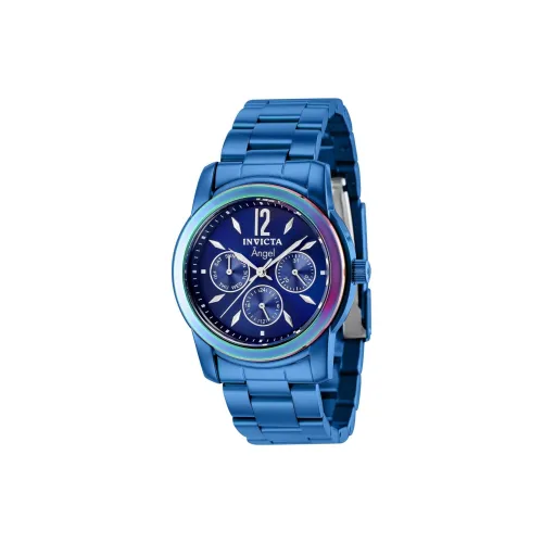 INVICTA Женские часы Кварцевый механизм Ремешок из нержавеющей стали 38 мм Синий циферблат