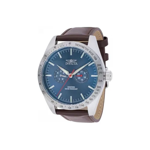 INVICTA Specialty Collection Мужские часы Кварцевый механизм Кожаный ремешок 44 мм Синий циферблат