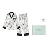 [Коробка] (Длинный рукав + Длинные штаны) Цветочный, Птица и Олень Женский комплект