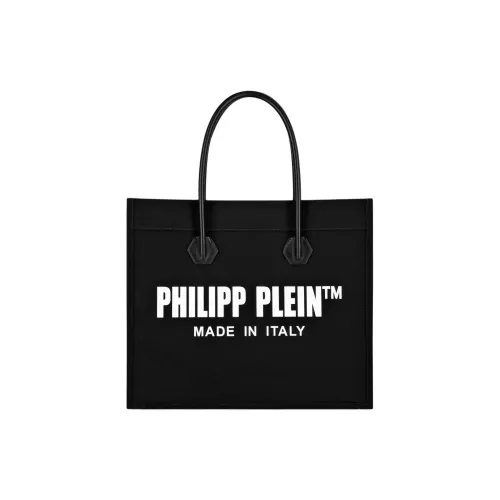 PHILIPP PLEIN Linen Canvas Tote Bag Shopping Bag Shoulder Bag Handbag Women's Black