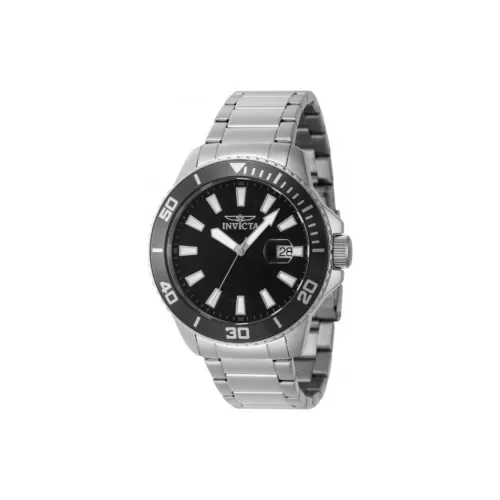 INVICTA Мужские часы Кварцевый механизм Ремешок из нержавеющей стали 45 мм Черный циферблат