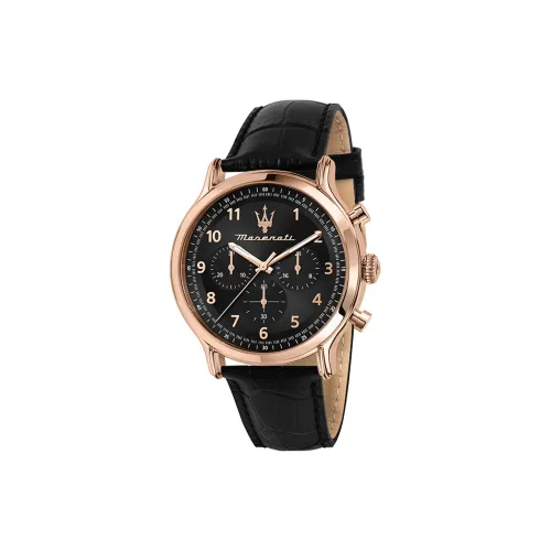 Maserati Vintage Collection Кварцевые Мужские Часы Естественная Кожа Ремешок 42 мм Черный Циферблат