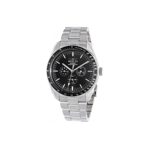 INVICTA Мужские часы Кварцевый механизм Ремешок из нержавеющей стали 44 мм Черный циферблат