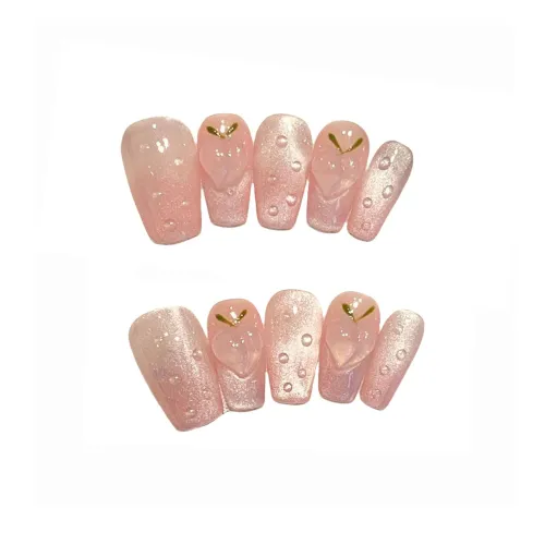 XIAMEIYU CRYSTAL CLEAR Персик False Nail Короткий LADDER Розовый Smudge 20мм