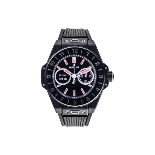 HUBLOT Электронный Механизм Мужские Часы Часы 42 мм Черный Циферблат Керамические Чехлы для Часов Резиновый Ремешок