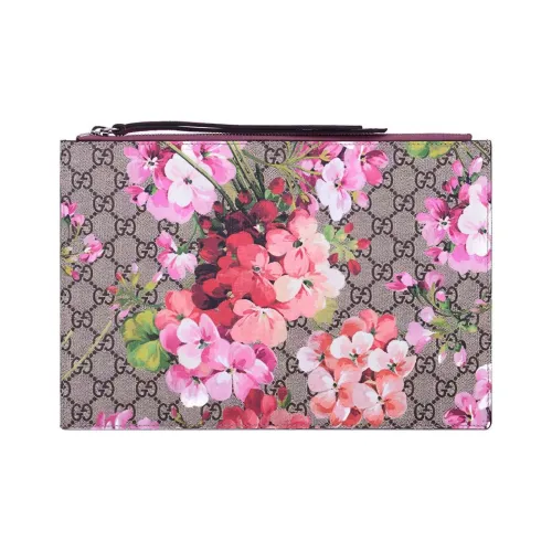 GUCCI GG Blooms ПВХ с кожей клатч большой женский эбеновый розовый