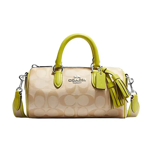 COACH Lacey Покрытый холст с кожаными вставками маленькая сумка женский коричневый и желтый