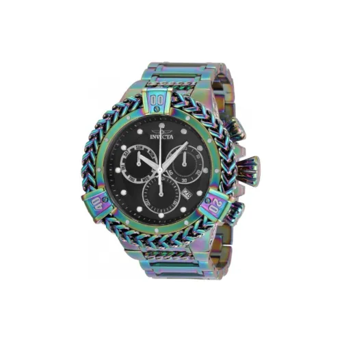 INVICTA Мужские часы Кварцевый механизм Ремешок из нержавеющей стали 53 мм Черный циферблат