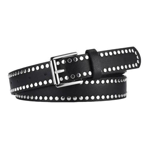 Emperor Penguin Индивидуальный Stud Ремень Улучшенный Черный Модный ПУ (полиуретан) Искусственная кожа Ремни Женские 2,8 см