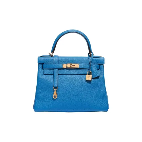 HERMES Kelly Коровья кожа Togo Сумка Kelly Сумка Женские B3 BLEU Занзибар Танзанийский Синий