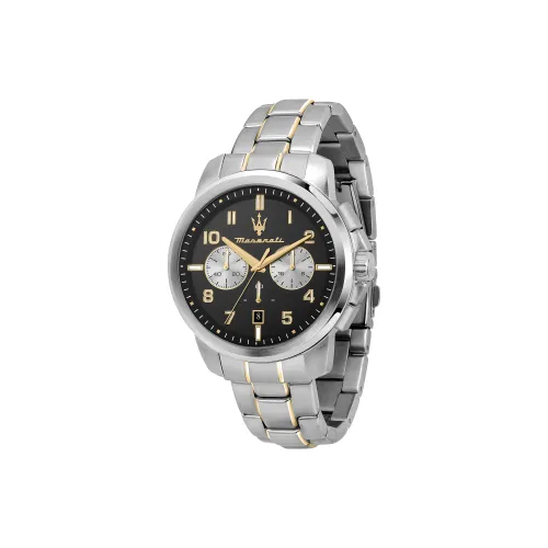 Maserati Success Collection Кварцевые Мужские Часы Металлический Ремешок 44 мм Черный Циферблат