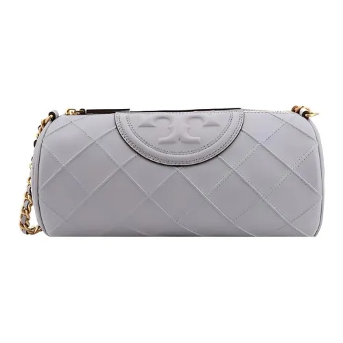 TORY BURCH Fleming Sheepskin Цилиндрическая Сумка Портативная Сумка через плечо Сумка на плечо Женская Светло-Серый