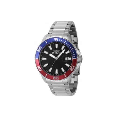 INVICTA Мужские часы Кварцевый механизм Ремешок из нержавеющей стали 45 мм Черный циферблат