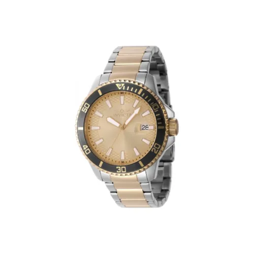 INVICTA Мужские часы Кварцевый механизм Ремешок из нержавеющей стали 45 мм Золотой циферблат