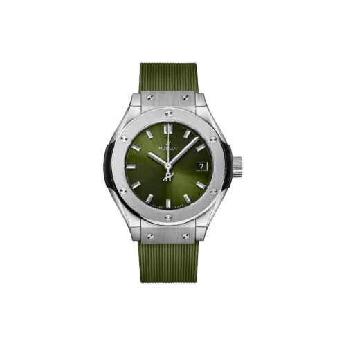 HUBLOT Classic Fusion Collection Кварцевый механизм Женские часы 29 мм Зеленый циферблат Титан Корпус Часы Резиновый ремешок