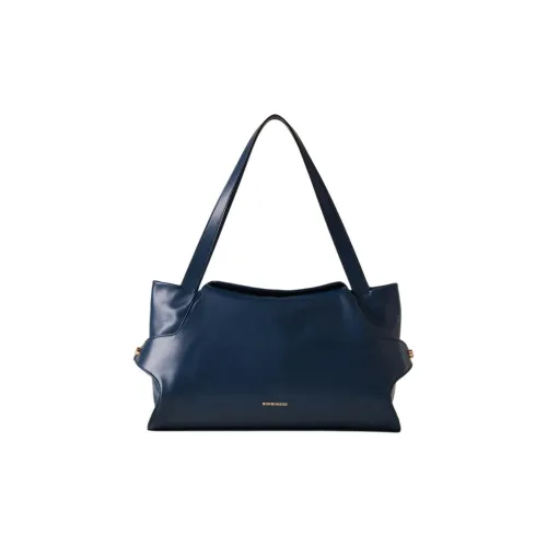 BORBONESE Napa Голень Кожа Сумка Сумка через плечо Средняя Женская Прусский синий