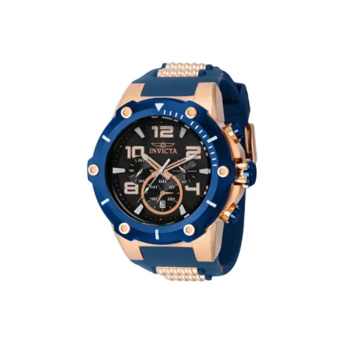 INVICTA Мужские часы Кварцевый механизм Силиконовый ремешок из нержавеющей стали 51,5 мм Черный циферблат