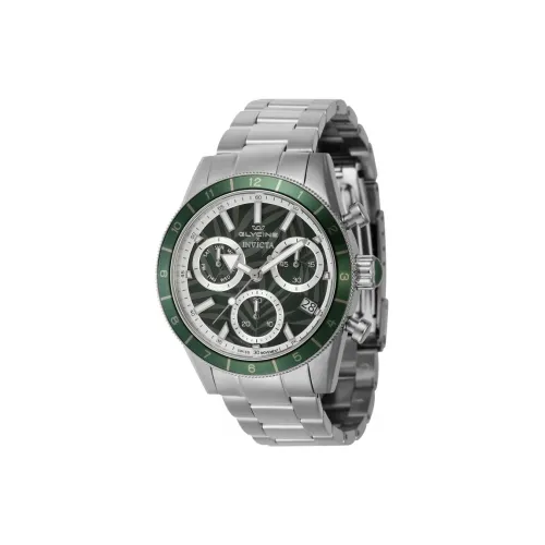 INVICTA Мужские часы Кварцевый механизм Ремешок из нержавеющей стали 41 мм Зеленый циферблат