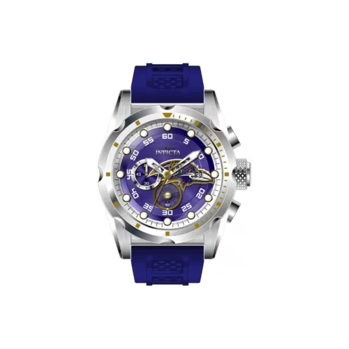 INVICTA NFL Baltimore Ravens Collection Мужские часы Кварцевый механизм Силиконовый ремешок 50 мм Фиолетовый циферблат Часы