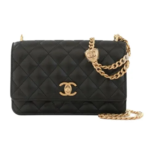 CHANEL Телячья кожа с рельефным узором Сумка через плечо Мини Женская Черная