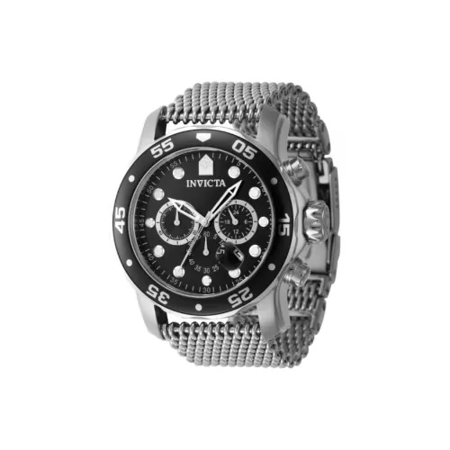INVICTA Мужские часы Кварцевый механизм Ремешок из нержавеющей стали 48 мм Черный циферблат