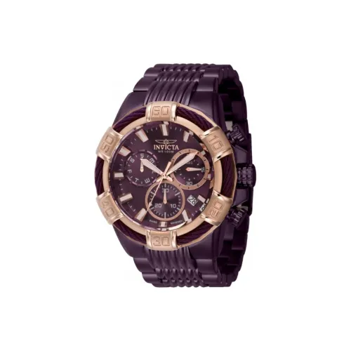 INVICTA Мужские часы Кварцевый механизм Ремешок из нержавеющей стали 51 мм Фиолетовый циферблат Часы