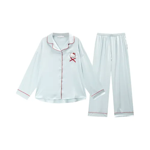 GUKOO x Hello Kitty Sanrio Series Пижамный комплект Женские Аква Светло-Зеленый