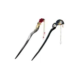 [2 шт] Красный Розовый Бахрома + Двойные Вентиляторы Бахрома