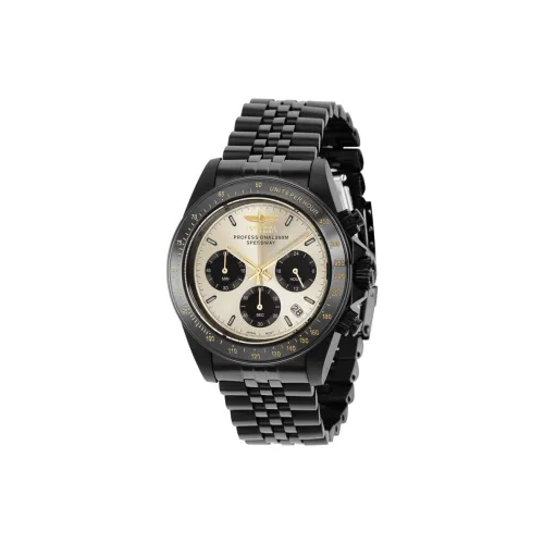 INVICTA Мужские часы Кварцевый механизм Ремешок из нержавеющей стали 39,5 мм Желтый циферблат Часы