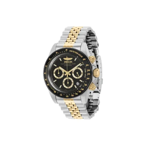 INVICTA Мужские часы Кварцевый механизм Ремешок из нержавеющей стали 39,5 мм Черный циферблат