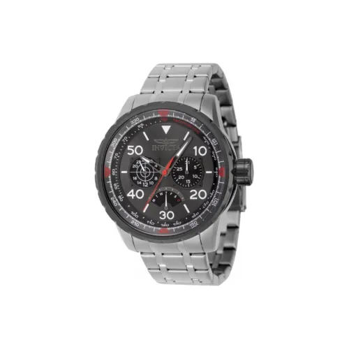 INVICTA Pilot Collection Мужские часы Кварцевый механизм Ремешок из нержавеющей стали 48 мм Черный циферблат