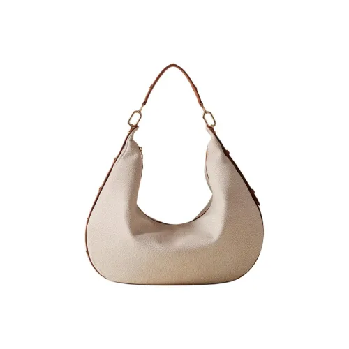 BORBONESE OP Покрытый холст Хобо Сумка Сумка Сумка через плечо Большая Женская Песочного цвета