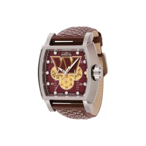 INVICTA Наручные часы Кварцевый механизм Кожаный ремешок 48 мм Коричневый циферблат Часы Мужские