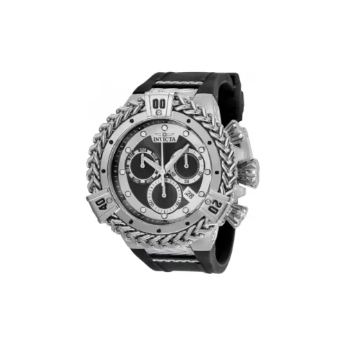 INVICTA Мужские часы Кварцевый механизм Силиконовый ремешок из нержавеющей стали 53 мм Черный циферблат