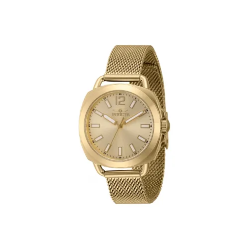 INVICTA Женские часы Кварцевый механизм Ремешок из нержавеющей стали 32 мм Золотой циферблат