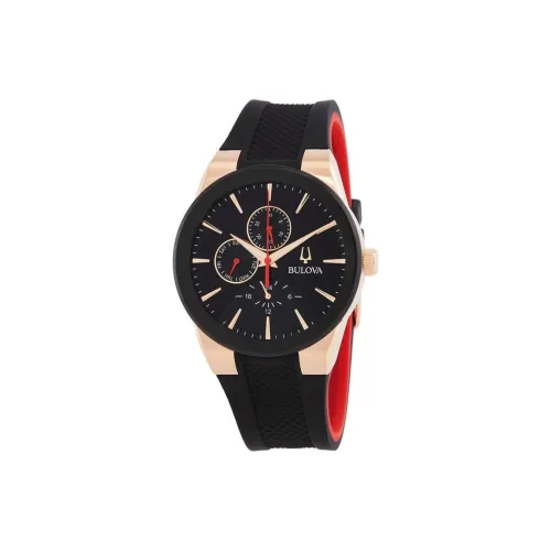 BULOVA Millenia Collection Мужские часы Кварцевый механизм Силиконовый ремешок 41 мм Черный циферблат