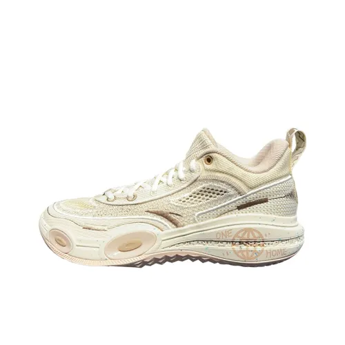 ANTA Raid Шокабойеры Slip-Resistant Низкий Топ Баскетбольные Кроссовки Мужские Бежево-Коричневые