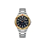 2660 Золото Ободок Черный Циферблат Стальной Браслет