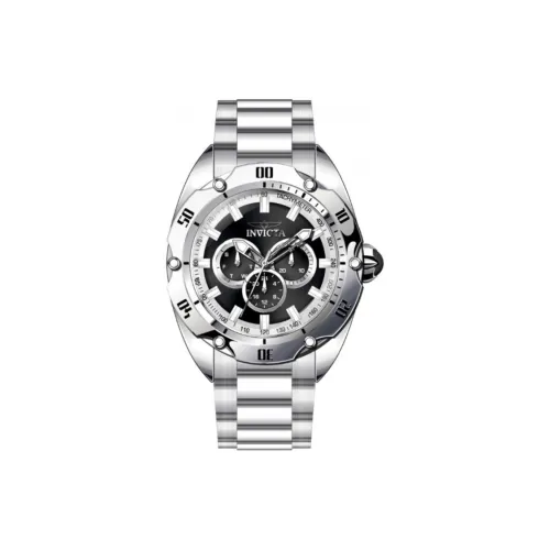 INVICTA Мужские часы Кварцевый механизм Ремешок из нержавеющей стали 50 мм Черный циферблат