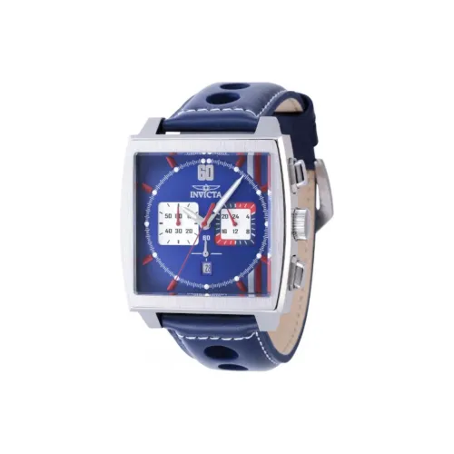INVICTA S1 Rally Men Collection Мужские часы Кварцевый механизм Кожаный ремешок 45 мм Синий циферблат Мужские часы
